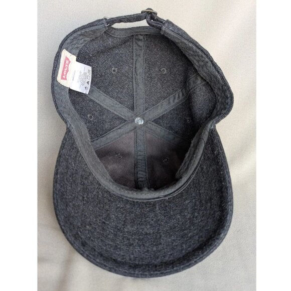 Vintage Levi's Wool Blend Gray Basebal Cap Leather Logo Slide Closure Unstructur - Picture 6 of 7
